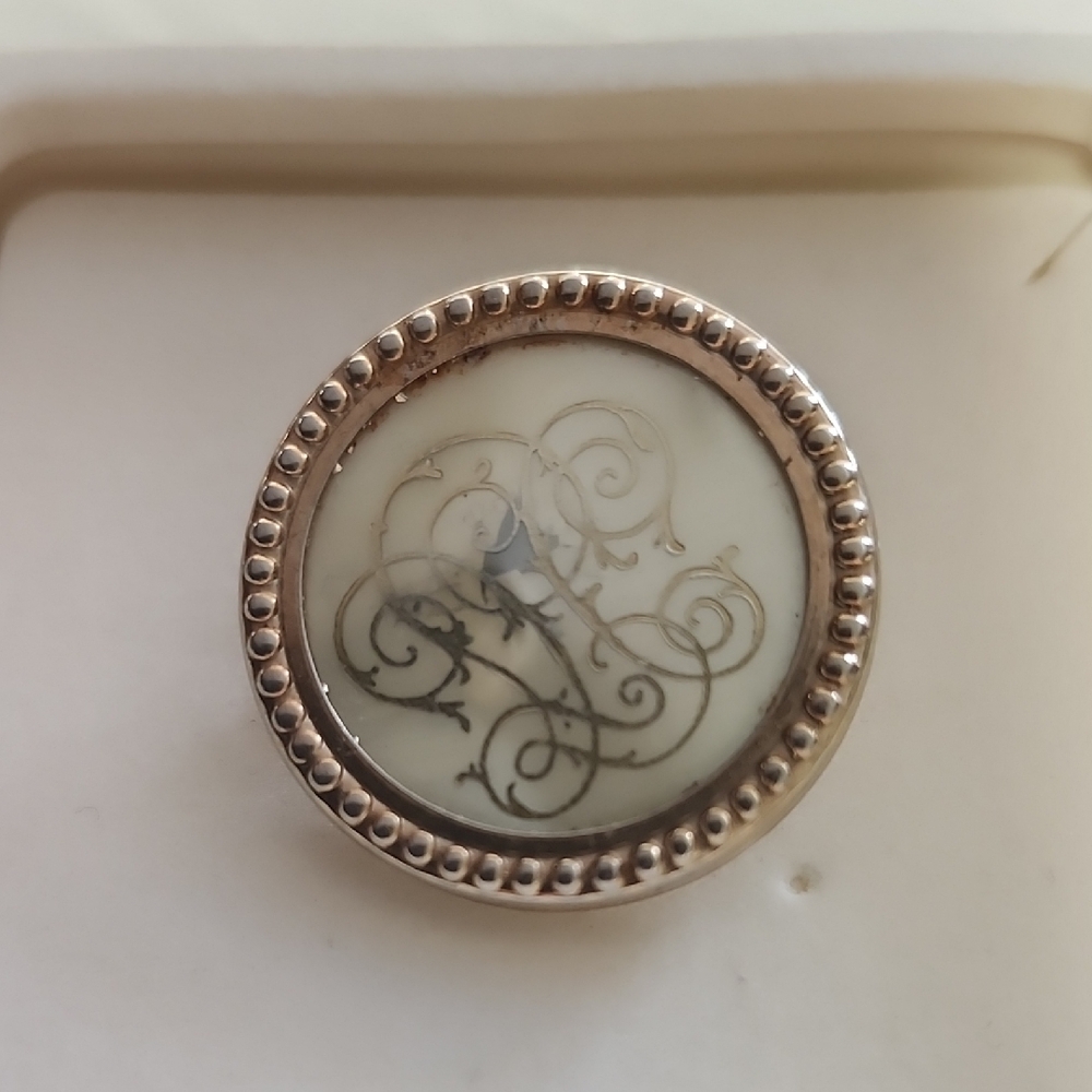 Vintage Magnetic  Monogrammed Brooch 1950-1960s Gold Tone